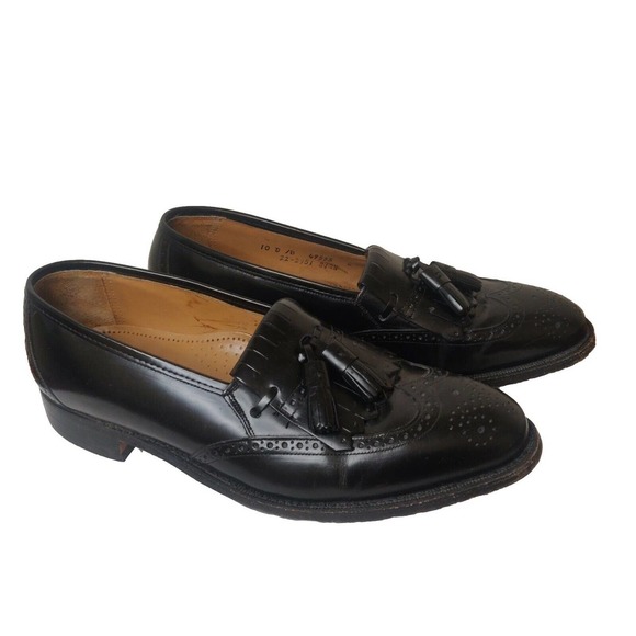 Johnston Murphy Men's Loafers Tassel Wing Tip Black Leather Size